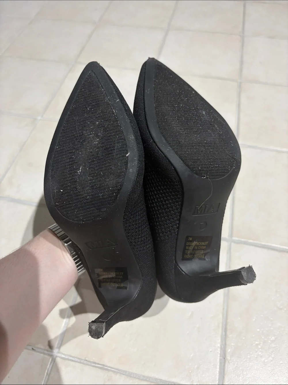 MIA Black Knit Pointed Toe Stiletto Sock Booties